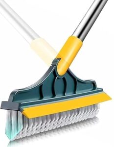 2-in-1 Bathroom Cleaning Brush with Wiper - Long Handle 180° Rotate Toilet Brush, Tiles Cleaning, Floor Scrub for Kitchen and Bathroom Accessories (2 in 1 Tiles Brush)