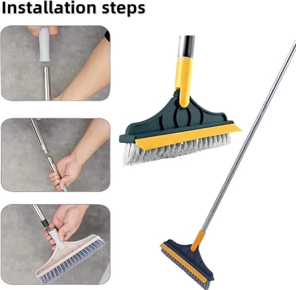 2-in-1 Bathroom Cleaning Brush with Wiper - Long Handle 180° Rotate Toilet Brush, Tiles Cleaning, Floor Scrub for Kitchen and Bathroom Accessories (2 in 1 Tiles Brush)