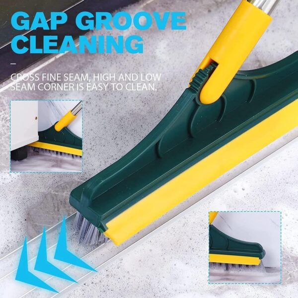 2-in-1 Bathroom Cleaning Brush with Wiper - Long Handle 180° Rotate Toilet Brush, Tiles Cleaning, Floor Scrub for Kitchen and Bathroom Accessories (2 in 1 Tiles Brush)