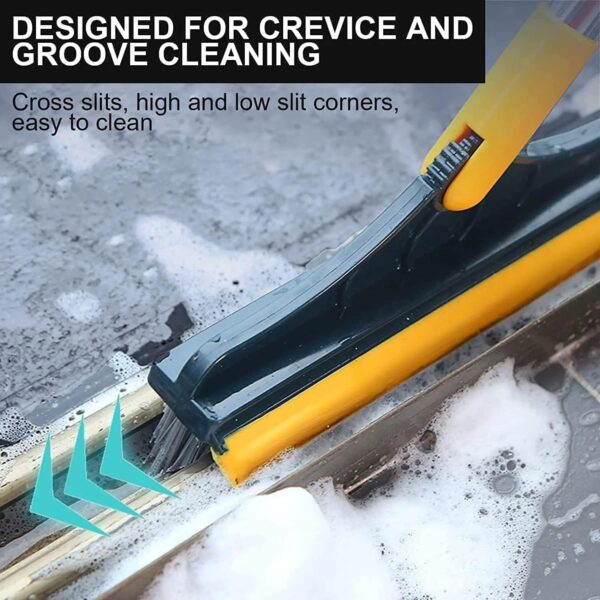 2-in-1 Bathroom Cleaning Brush with Wiper - Long Handle 180° Rotate Toilet Brush, Tiles Cleaning, Floor Scrub for Kitchen and Bathroom Accessories (2 in 1 Tiles Brush)