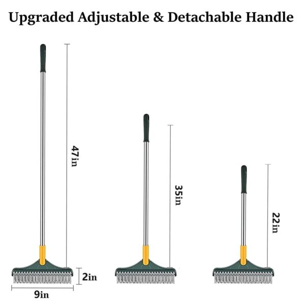 2-in-1 Bathroom Cleaning Brush with Wiper - Long Handle 180° Rotate Toilet Brush, Tiles Cleaning, Floor Scrub for Kitchen and Bathroom Accessories (2 in 1 Tiles Brush)