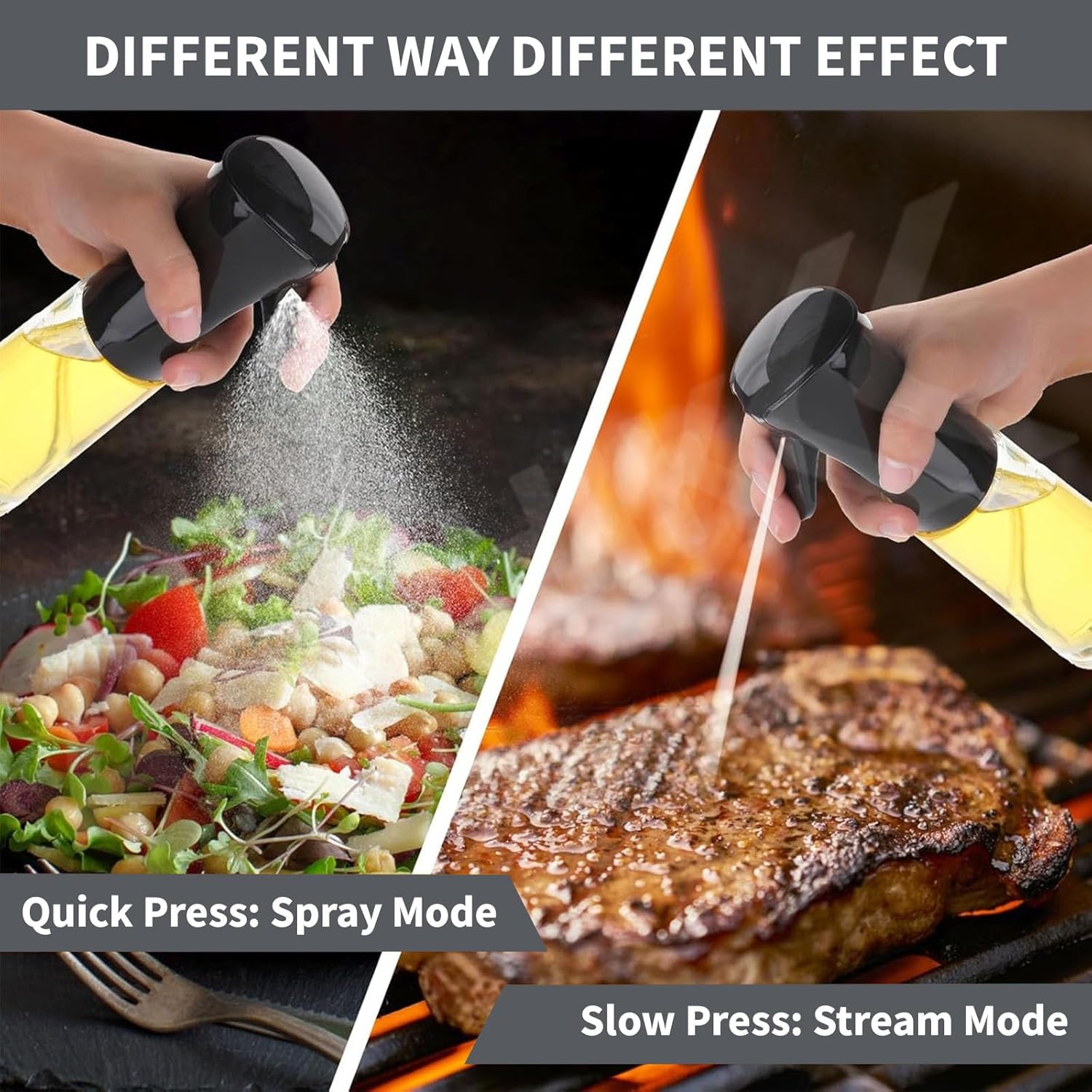 AADHIK Glass Oil Spray Dispenser Cooking 200ml Olive Oil Spray Bottle Refillable Food Grade Oil Vinegar Spritzer Sprinkler Mister Used for Air Fryer, Salad Making, Frying, BBQ...
