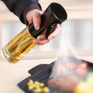 AADHIK Glass Oil Spray Dispenser Cooking 200ml Olive Oil Spray Bottle Refillable Food Grade Oil Vinegar Spritzer Sprinkler Mister Used for Air Fryer, Salad Making, Frying, BBQ...