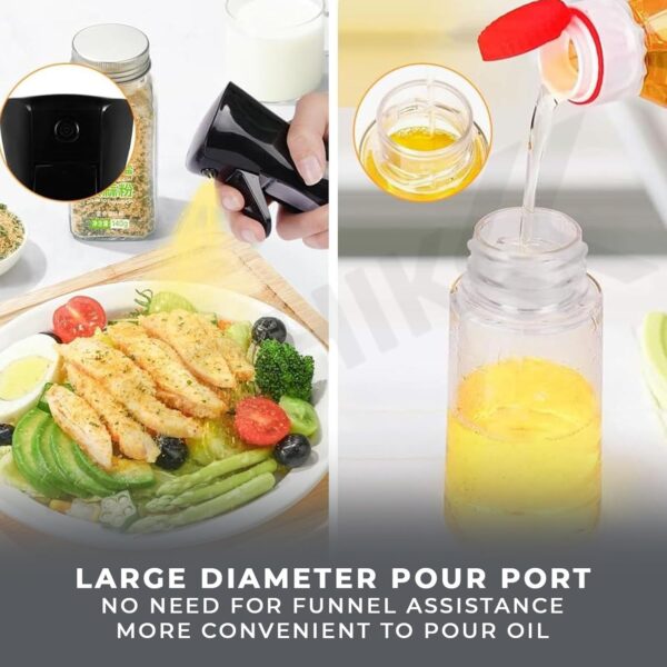 AADHIK Glass Oil Spray Dispenser Cooking 200ml Olive Oil Spray Bottle Refillable Food Grade Oil Vinegar Spritzer Sprinkler Mister Used for Air Fryer, Salad Making, Frying, BBQ...