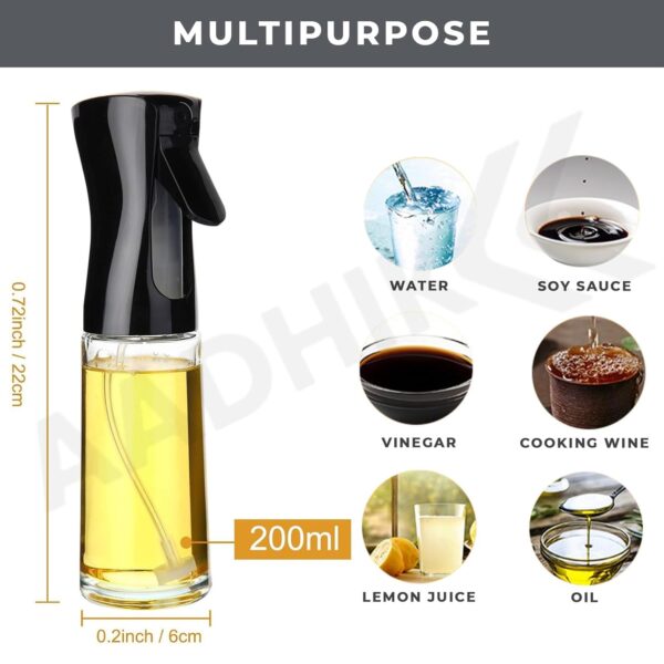 AADHIK Glass Oil Spray Dispenser Cooking 200ml Olive Oil Spray Bottle Refillable Food Grade Oil Vinegar Spritzer Sprinkler Mister Used for Air Fryer, Salad Making, Frying, BBQ...