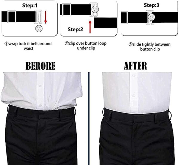 AFEREVZ® Tucker Shirt Stay Belt with Anti-Slip Technology, Elastic Formal Garter With Adjustable Size And Stretchable Material, for Office and School Wear For Men And Women (Black)