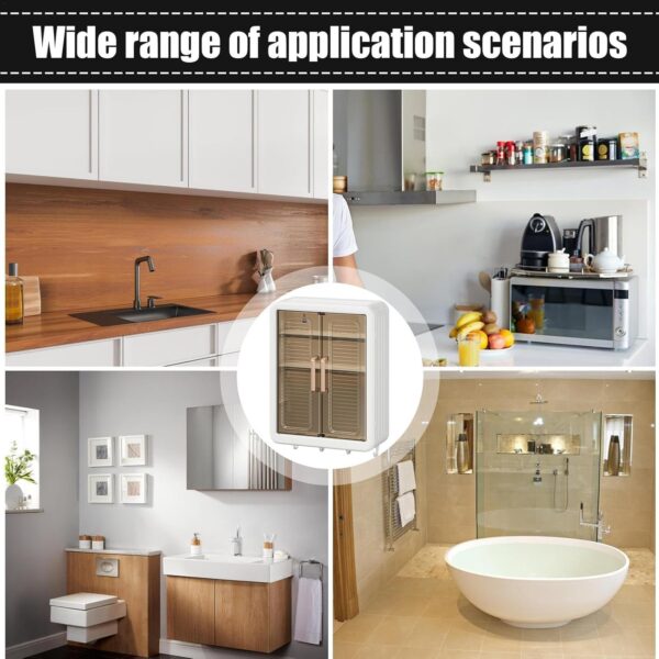 ALLWIN HOUSEWARE W Abs Self-Adhesive No-Drill Bathroom Shelf & Storage Cabinet - Wall Organiser for Bathroom Essentials, Makeup, Skincare with 2 Doors, 32 x 40.5 x 13cm (White,...
