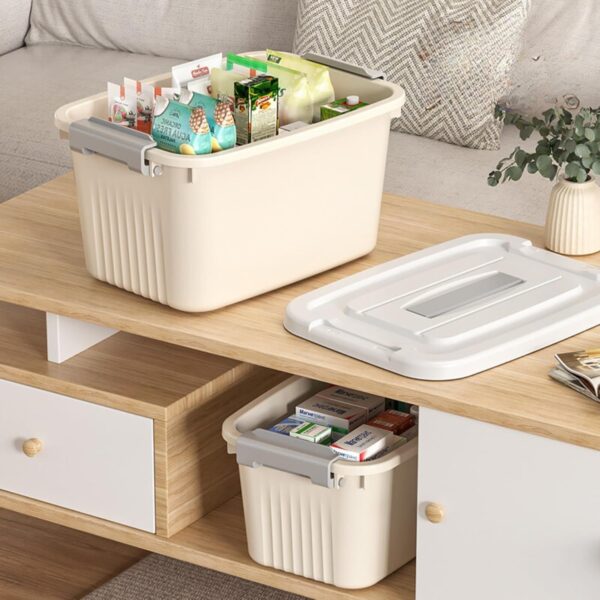Ash & Roh Plastic Storage Containers with Lids, Stackable, Space-Saving Design with Handles, Ideal for Clothes, Toys, and Seasonal Storage (pack of 1, small- 17cm X 25cm X...