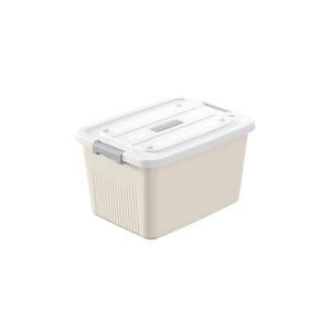 Ash & Roh Plastic Storage Containers with Lids, Stackable, Space-Saving Design with Handles, Ideal for Clothes, Toys, and Seasonal Storage (pack of 1, small- 17cm X 25cm X...