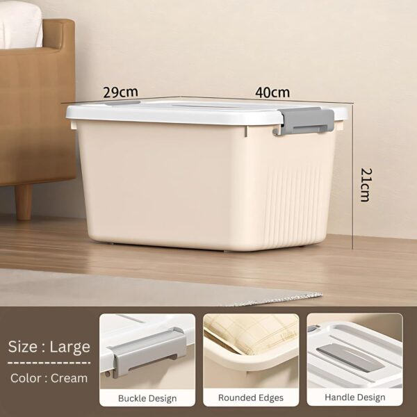 Ash & Roh Plastic Storage Containers with Lids, Stackable, Space-Saving Design with Handles, Ideal for Clothes, Toys, and Seasonal Storage (pack of 1, small- 17cm X 25cm X...