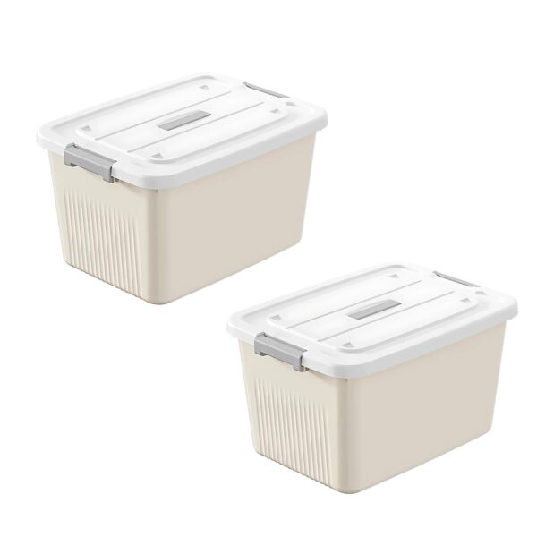 Ash & Roh Plastic Storage Containers with Lids, Stackable, Space-Saving Design with Handles, Ideal for Clothes, Toys, and Seasonal Storage (pack of 1, small- 17cm X 25cm X...