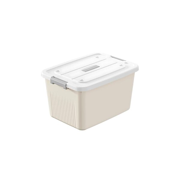 Ash & Roh Plastic Storage Containers with Lids, Stackable, Space-Saving Design with Handles, Ideal for Clothes, Toys, and Seasonal Storage (pack of 1, small- 17cm X 25cm X...