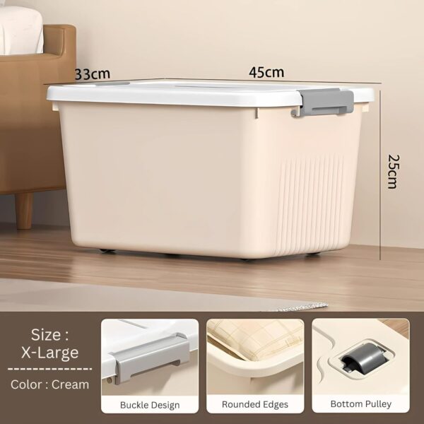 Ash & Roh Plastic Storage Containers with Lids, Stackable, Space-Saving Design with Handles, Ideal for Clothes, Toys, and Seasonal Storage (pack of 1, small- 17cm X 25cm X...