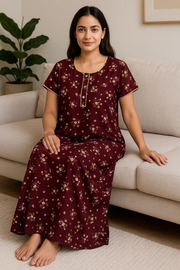 Bahumaan Pure Cotton Nighty for Women Floral with Pocket Free Size | Maxi Dress for Women Cotton | Night Dress for Woman Gown | Nighty for Women Stylish