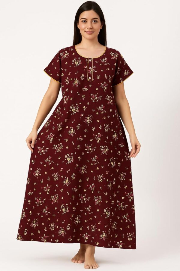 Bahumaan Pure Cotton Nighty for Women Floral with Pocket Free Size | Maxi Dress for Women Cotton | Night Dress for Woman Gown | Nighty for Women Stylish
