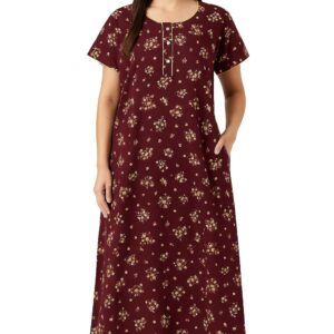 Bahumaan Pure Cotton Nighty for Women Floral with Pocket Free Size | Maxi Dress for Women Cotton | Night Dress for Woman Gown | Nighty for Women Stylish