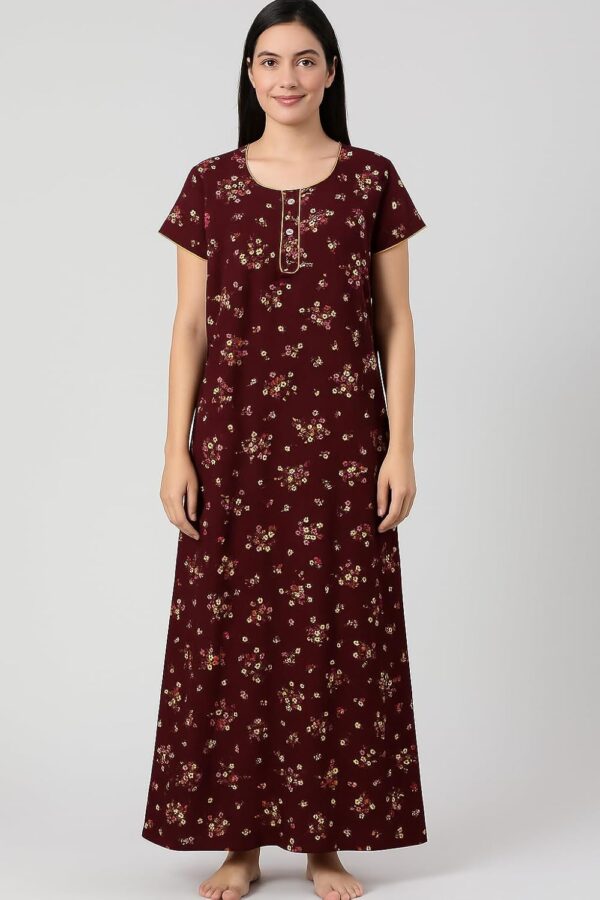 Bahumaan Pure Cotton Nighty for Women Floral with Pocket Free Size | Maxi Dress for Women Cotton | Night Dress for Woman Gown | Nighty for Women Stylish
