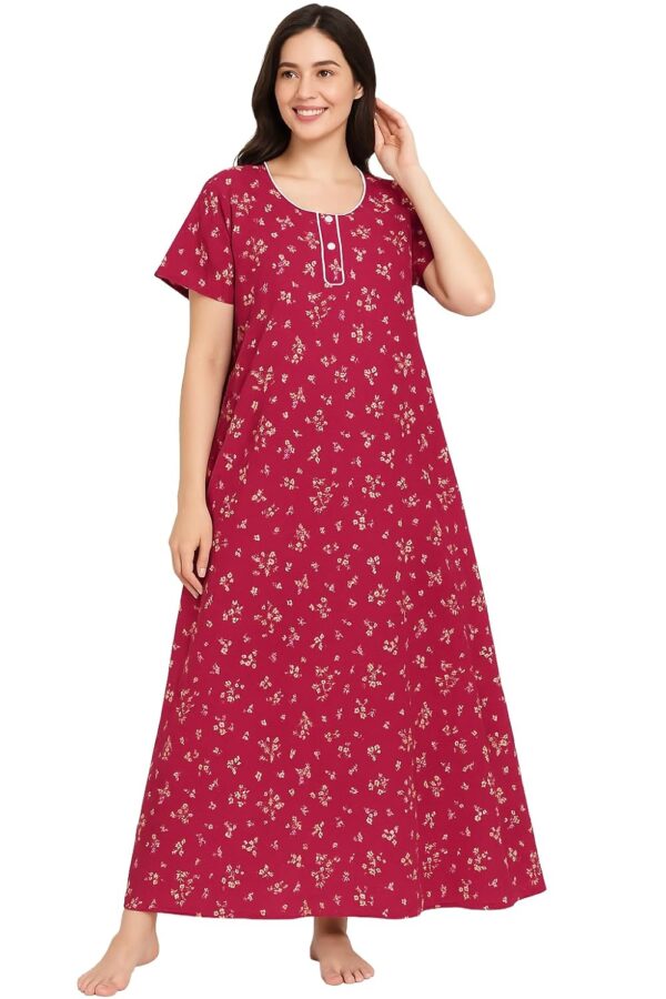 Bahumaan Pure Cotton Nighty for Women Floral with Pocket Free Size | Maxi Dress for Women Cotton | Night Dress for Woman Gown | Nighty for Women Stylish