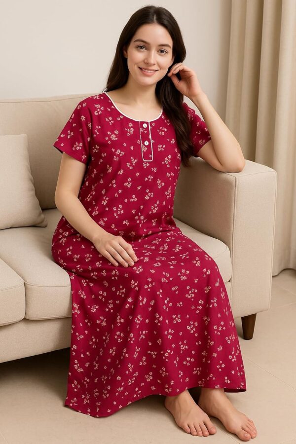 Bahumaan Pure Cotton Nighty for Women Floral with Pocket Free Size | Maxi Dress for Women Cotton | Night Dress for Woman Gown | Nighty for Women Stylish