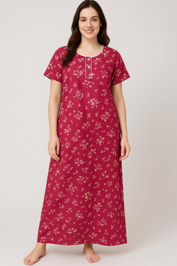 Bahumaan Pure Cotton Nighty for Women Floral with Pocket Free Size | Maxi Dress for Women Cotton | Night Dress for Woman Gown | Nighty for Women Stylish