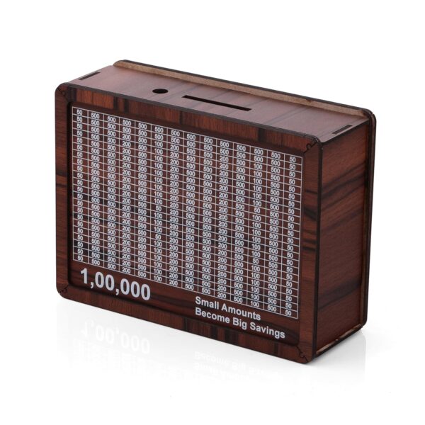 BB BACKBENCHERS Wooden Money Box with Savings Tracker | 1 Lakh Goal Piggy Bank for Kids & Adults | Cash Collection Bank with Savings Chart | 100000 Gullak for Financial Savings...