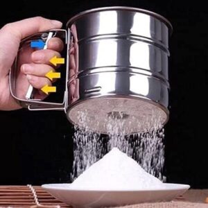 BELOXY Flour Sifter/Atta chhani Hand Press Design Stainless Steel Flour Sifter Corrosion Resistant Large Capacity Flour Sieve Cup for Sugar Flour and Coffee Powder | Atta Chalni...