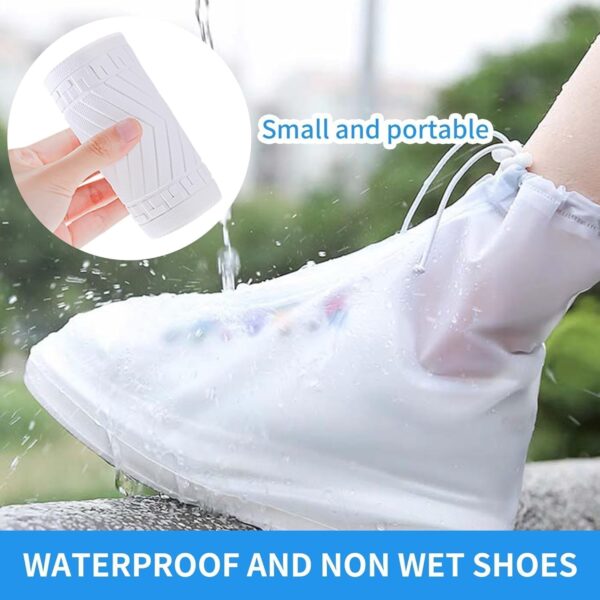 Bezzimo Rain Boots Shoe Covers Waterproof for Men Women Shoe Protectors with Zipper Not-Slip Reusable Overshoes Galoshes for Hiking Climbing Camping Cycling Rainy Day (White,XXL)