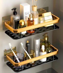 BINSBARRY Self-Adhesive Multipurpose Wall Mounted Bathroom Shelf and Rack for Bathroom and Kitchen,Space Saving Bathroom Organizer Shelf, Punch Free Wall Shelves, Wall Stand...