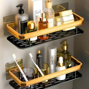 BINSBARRY Self-Adhesive Multipurpose Wall Mounted Bathroom Shelf and Rack for Bathroom and Kitchen,Space Saving Bathroom Organizer Shelf, Punch Free Wall Shelves, Wall Stand...