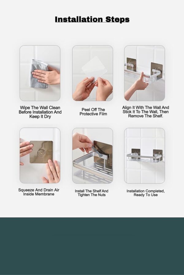 BINSBARRY Self-Adhesive Multipurpose Wall Mounted Bathroom Shelf and Rack for Bathroom and Kitchen,Space Saving Bathroom Organizer Shelf, Punch Free Wall Shelves, Wall Stand...