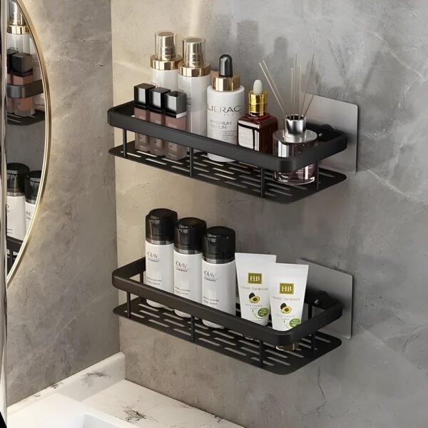 BINSBARRY Self-Adhesive Multipurpose Wall Mounted Bathroom Shelf and Rack for Bathroom and Kitchen,Space Saving Bathroom Organizer Shelf, Punch Free Wall Shelves, Wall Stand...
