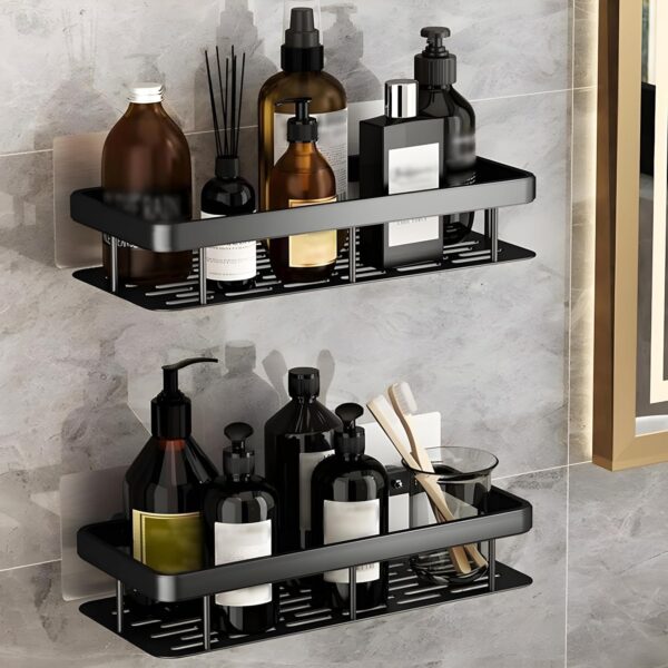 BINSBARRY Self-Adhesive Multipurpose Wall Mounted Bathroom Shelf and Rack for Bathroom and Kitchen,Space Saving Bathroom Organizer Shelf, Punch Free Wall Shelves, Wall Stand...