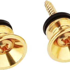 Blue Panther Guitar Strap Buttons (Gold, Pack of 2) – Solid Brass with Screws | Universal Fit for Acoustic, Electric & Bass Guitars