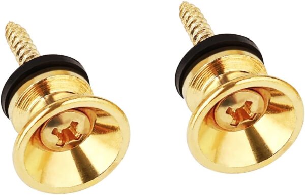 Blue Panther Guitar Strap Buttons (Gold, Pack of 2) – Solid Brass with Screws | Universal Fit for Acoustic, Electric & Bass Guitars