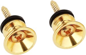 Blue Panther Guitar Strap Buttons (Gold, Pack of 2) – Solid Brass with Screws | Universal Fit for Acoustic, Electric & Bass Guitars