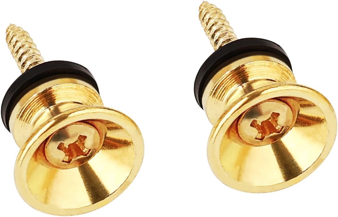 Blue Panther Guitar Strap Buttons (Gold, Pack of 2) – Solid Brass with Screws | Universal Fit for Acoustic, Electric & Bass Guitars