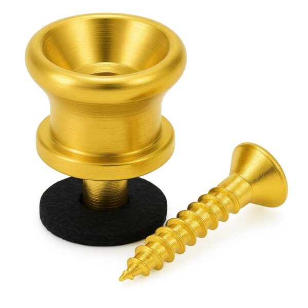 Blue Panther Guitar Strap Buttons (Gold, Pack of 2) – Solid Brass with Screws | Universal Fit for Acoustic, Electric & Bass Guitars