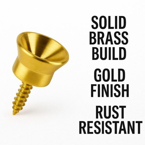 Blue Panther Guitar Strap Buttons (Gold, Pack of 2) – Solid Brass with Screws | Universal Fit for Acoustic, Electric & Bass Guitars