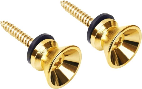Blue Panther Guitar Strap Buttons (Gold, Pack of 2) – Solid Brass with Screws | Universal Fit for Acoustic, Electric & Bass Guitars