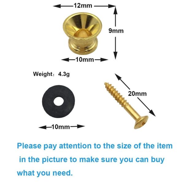 Blue Panther Guitar Strap Buttons (Gold, Pack of 2) – Solid Brass with Screws | Universal Fit for Acoustic, Electric & Bass Guitars