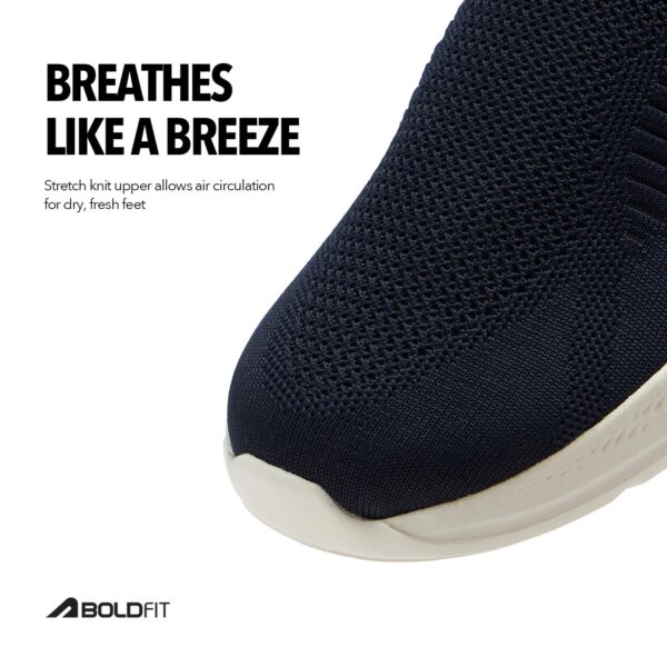 Boldfit Breathable Slip-On Women Walking Shoes with Knit Upper, Memory Foam Insole & Lightweight Eva Sole for All-Day Comfort Slip On Shoes Woman