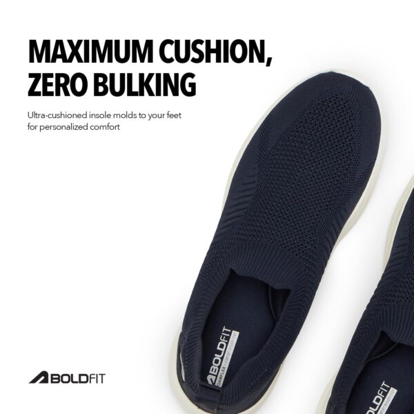 Boldfit Breathable Slip-On Women Walking Shoes with Knit Upper, Memory Foam Insole & Lightweight Eva Sole for All-Day Comfort Slip On Shoes Woman