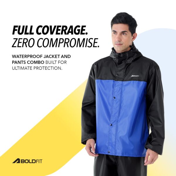 Boldfit Rain Coat for Men Waterproof Raincoat Set for Women with Reflective Trim-Windproof Jacket & Pants Suit with Hood, Pockets & Breathable, Durable Fabric for Outdoor,...