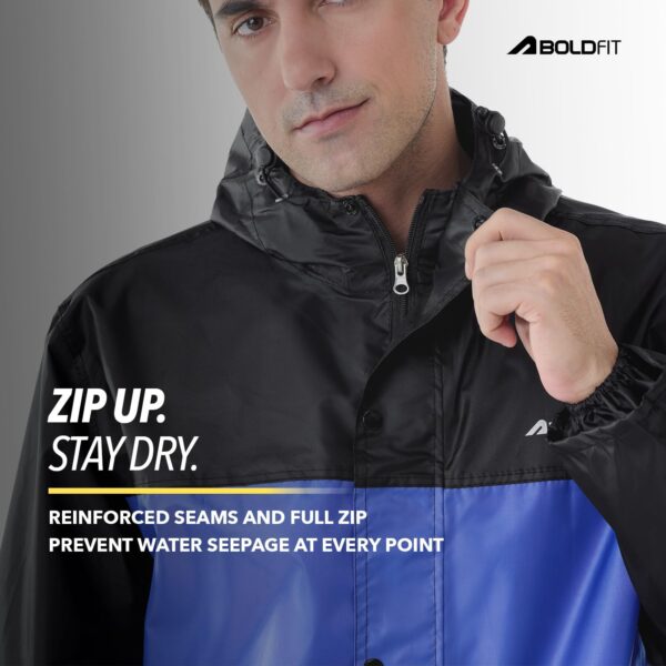 Boldfit Rain Coat for Men Waterproof Raincoat Set for Women with Reflective Trim-Windproof Jacket & Pants Suit with Hood, Pockets & Breathable, Durable Fabric for Outdoor,...