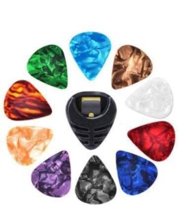 CL THE MUSICALS 0.46mm Guitar Picks | Pack of 10 Multicolour Picks with Pick Holder | Thin Celluloid Picks for Acoustic & Electric Guitar