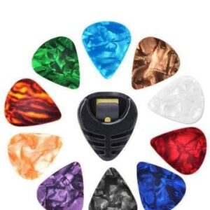 CL THE MUSICALS 0.46mm Guitar Picks | Pack of 10 Multicolour Picks with Pick Holder | Thin Celluloid Picks for Acoustic & Electric Guitar