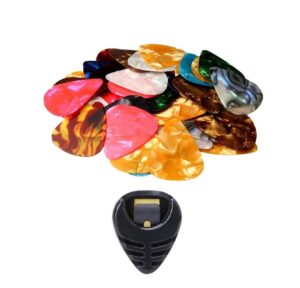 CL THE MUSICALS 0.46mm Guitar Picks | Pack of 10 Multicolour Picks with Pick Holder | Thin Celluloid Picks for Acoustic & Electric Guitar