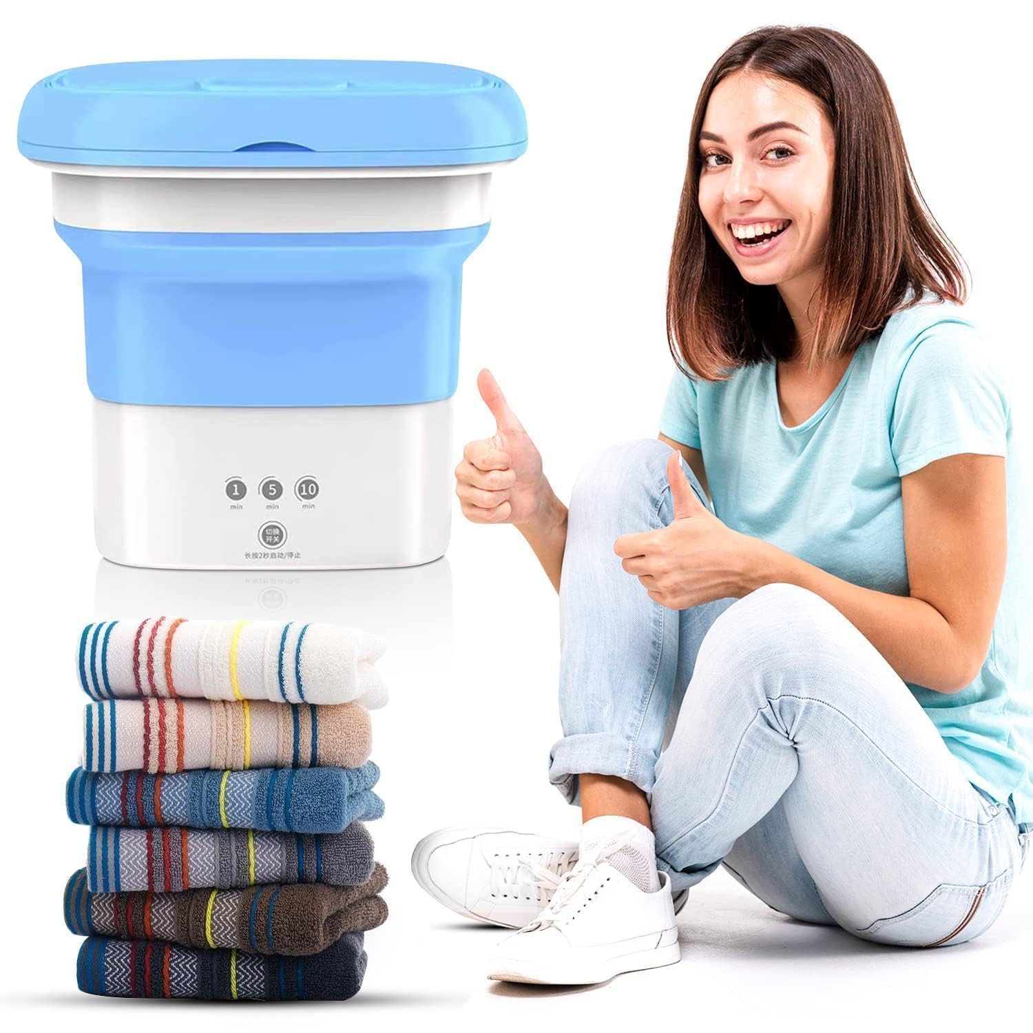 COFENDY Semi Automatic Folding 2kg Top Loading Mini Washing Machine with Cloth Dryer Deep Cleaning for Underwear Washing Machine Clothes Washer Home (Multicolour)