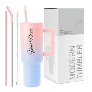 COMFYPOT Personalised with Your Name, 1200ml Tumbler with Straw - Handle – Stainless Steel Double Wall Insulated Cup | Leakproof Sipper Mug for Hot - Cold Drinks | Coffee -...