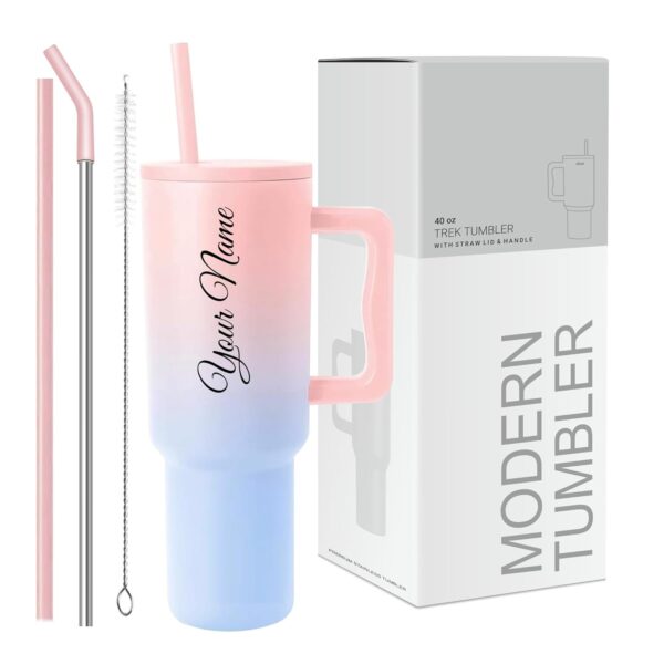 COMFYPOT Personalised with Your Name, 1200ml Tumbler with Straw - Handle – Stainless Steel Double Wall Insulated Cup | Leakproof Sipper Mug for Hot - Cold Drinks | Coffee -...